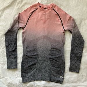 NWOT Gymshark Ling- Sleeve Pink Ombré Fitted Workout Top